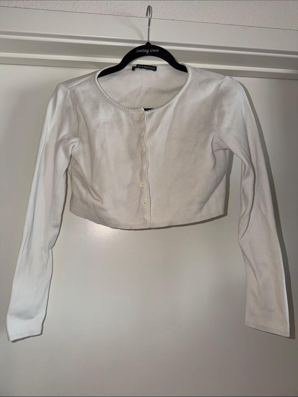 Brandy Melville White Cropped Button-Up Cardigan